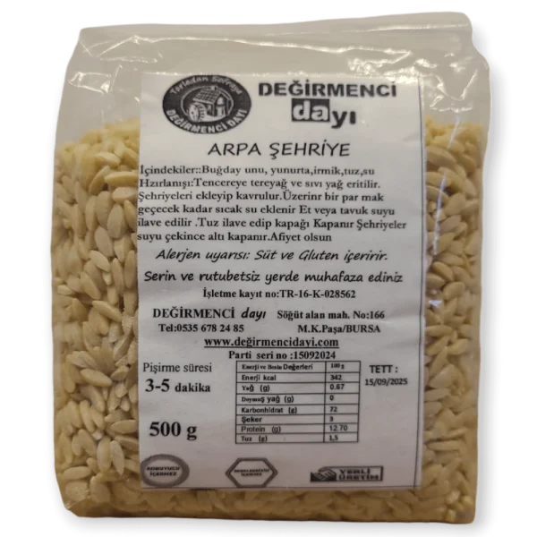 Arpa Şehriye 500 Gramlık Pakette